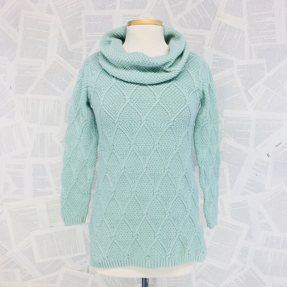 Jeanne Pierre Seafoam Knit Cowl Sweater Small